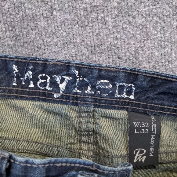 Project Mayhem Men's Straight Jeans Blue 32x32 Dark Wash Denim 5-Pocket - Picture 8 of 11